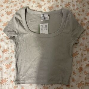 H&M Light Gray Ribbed Crop Top